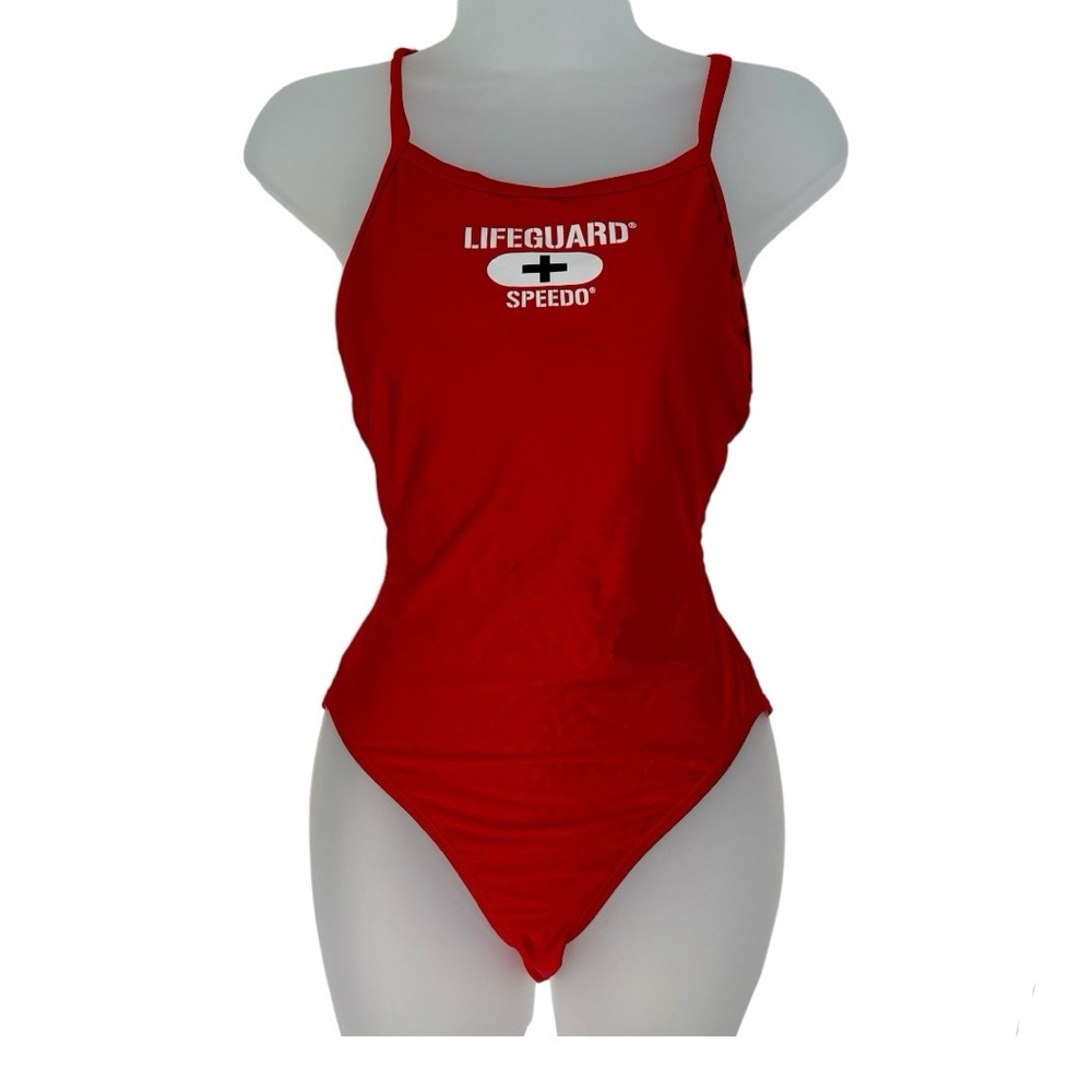 SPEEDO Lifeguard Red On-Piece Swim Suit Bathing Suit 8/34